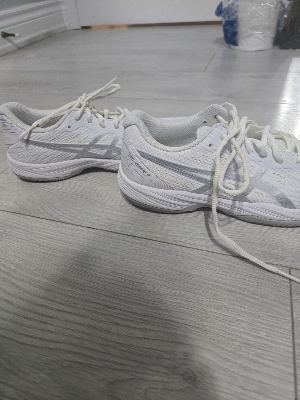 ASICS Gel Game 9 Men's Court Shoes White/Silver Size 8 ½